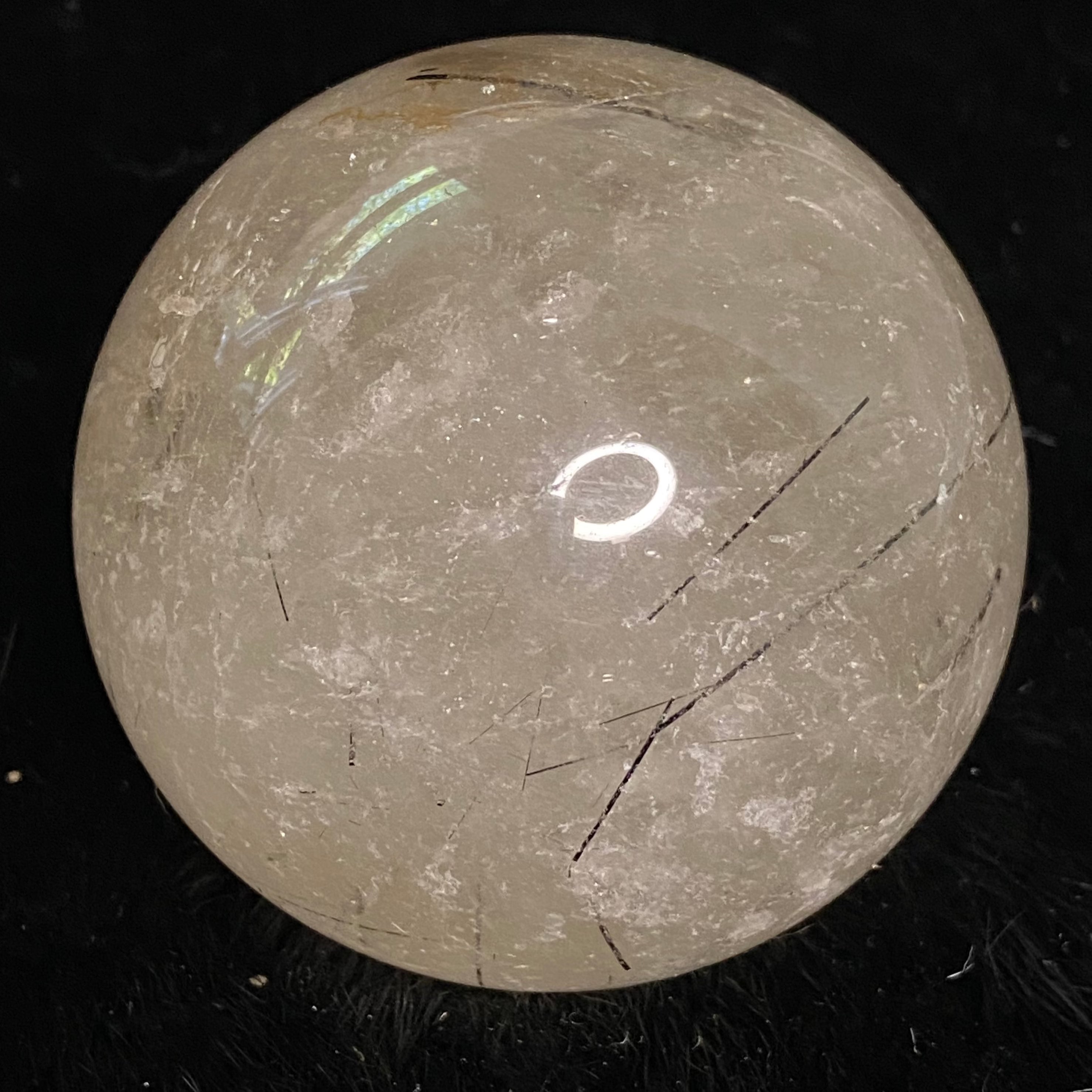 Black Tourmaline Rutile in Quartz Sphere